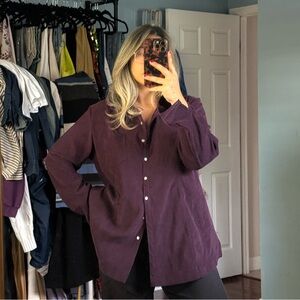 Button-Down Long Sleeve Shirt in Deep Plum